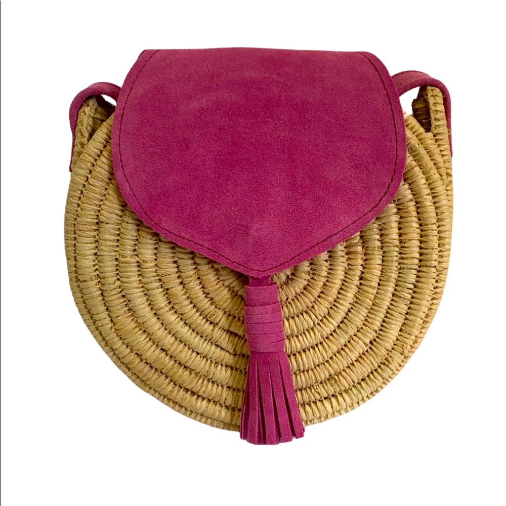 Mina Circle Woven Bag - Radiant Orchid